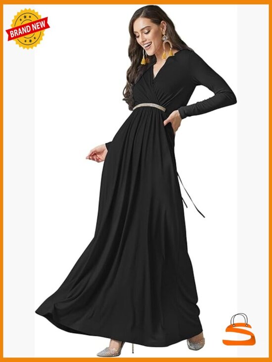 Dresses & Skirts - Plus Size Maxi Dress with Long Sleeves Flowy Kaftan